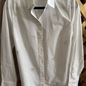 J. Crew White Dress Shirt with Bow Details